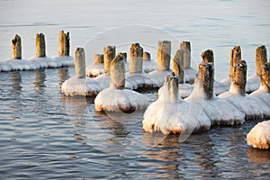 Frozen old pier piles