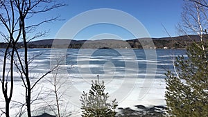 Frozen Onota Lake in Pittsfield, Massachusetts