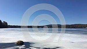 Frozen Onota Lake in Pittsfield, Massachusetts photo