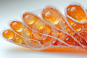 Frosted Orange Leaf with Icy Water Droplets