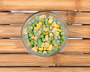 Frozen organic peas and corn