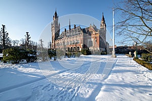 Frozen Peace Palace garden, Vredespaleis, under the Snow