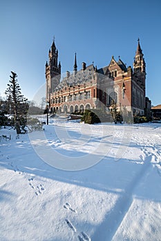 Frozen Peace Palace garden, Vredespaleis, under the Snow