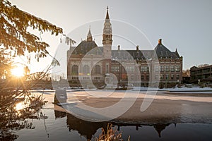 Frozen Peace Palace garden, Vredespaleis, under the Snow