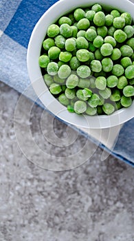 Frozen Peas in White Bowl