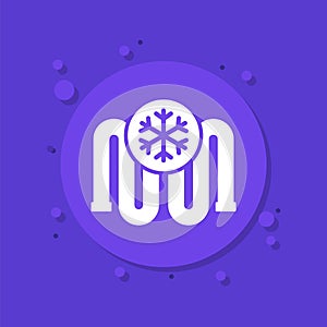 frozen pipe icon, vector sign