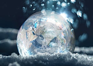 Frozen planet Earth climate change concept