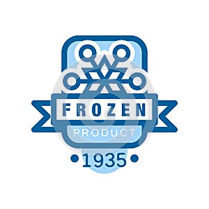 Frozen product since 1935, sticker for food with snowflake sign vector Illustration