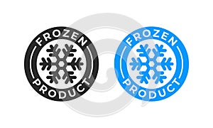 Frozen product vector food package label. Fresh frozen product snowflake icon