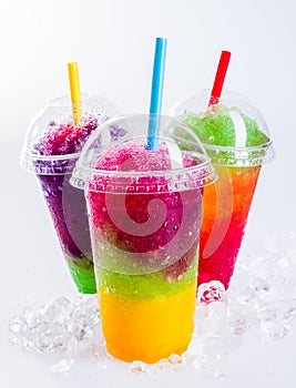 Frozen Rainbow Slush Drinks Chilling on Ice