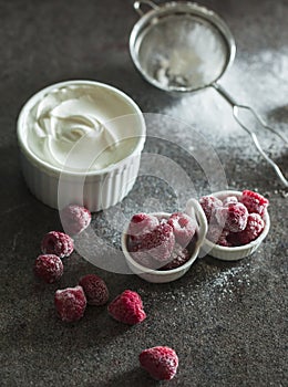 Frozen raspberry with sour cream