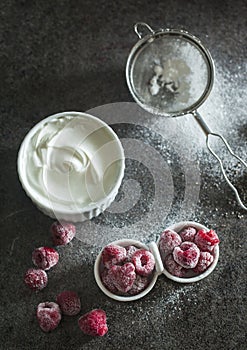 Frozen raspberry with sour cream