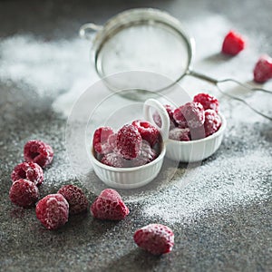 Frozen raspberry with sour cream