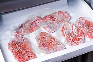 Frozen raw pork neck chops meat steak