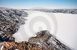 Frozen river in the desert