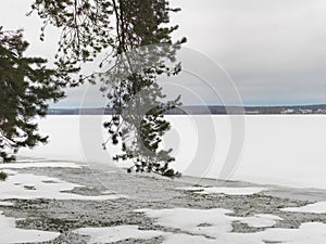 Landscape with frozen river