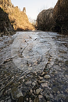 Frozen river in Greece