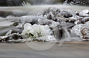 Frozen river water crystals