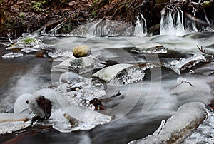 Frozen river water crystals