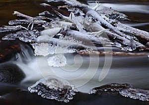 Frozen river water crystals