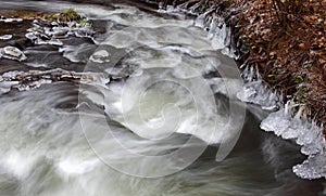 Frozen river water crystals