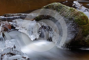 Frozen river water crystals