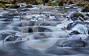 Frozen river water crystals