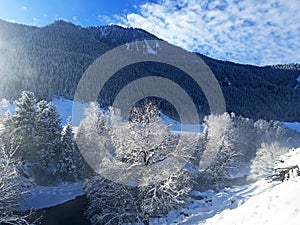 Frozen River at Winter Sunrise