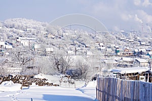 Frozen Russian village