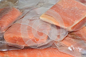 Frozen salmon fillets