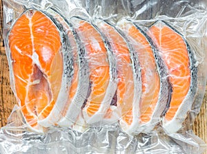Frozen salmon fillets
