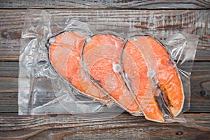 Frozen salmon fillets