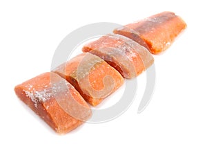 Frozen salmon steaks