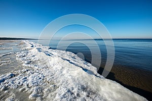 frozen sand textures in winter by the sea beach