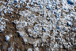 frozen sand textures in winter by the sea beach