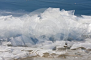 Frozen sea with stack of ice floes