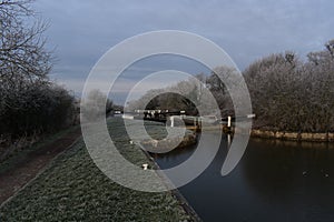 Frozen Section of K&A Canal near Rowde in Wiltshire