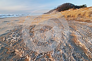 Frozen Shoreline Lake Michigan Saugatuck Dunes