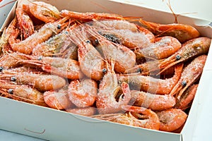 Frozen shrimp packaged