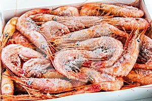 Frozen shrimp packaged