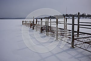 Frozen Skaneateles Lake during the winter months
