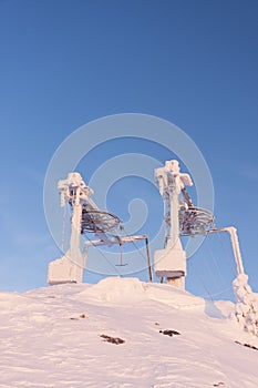 Frozen ski resort elevators