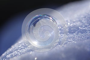Frozen soap bubble - close up