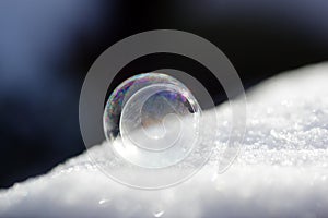 Frozen soap bubble - close up