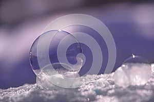Frozen soap bubble - close up