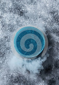 Frozen sphere emitting smoke