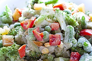 Frozen stir fry vegetables close up. Healthy food concept