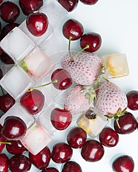 frozen strawberries with chilled fruits