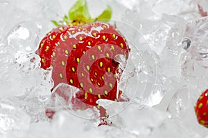 Frozen Strawberries with crushed ice