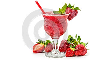 Frozen strawberry daiquiri cocktail Isolated on white background